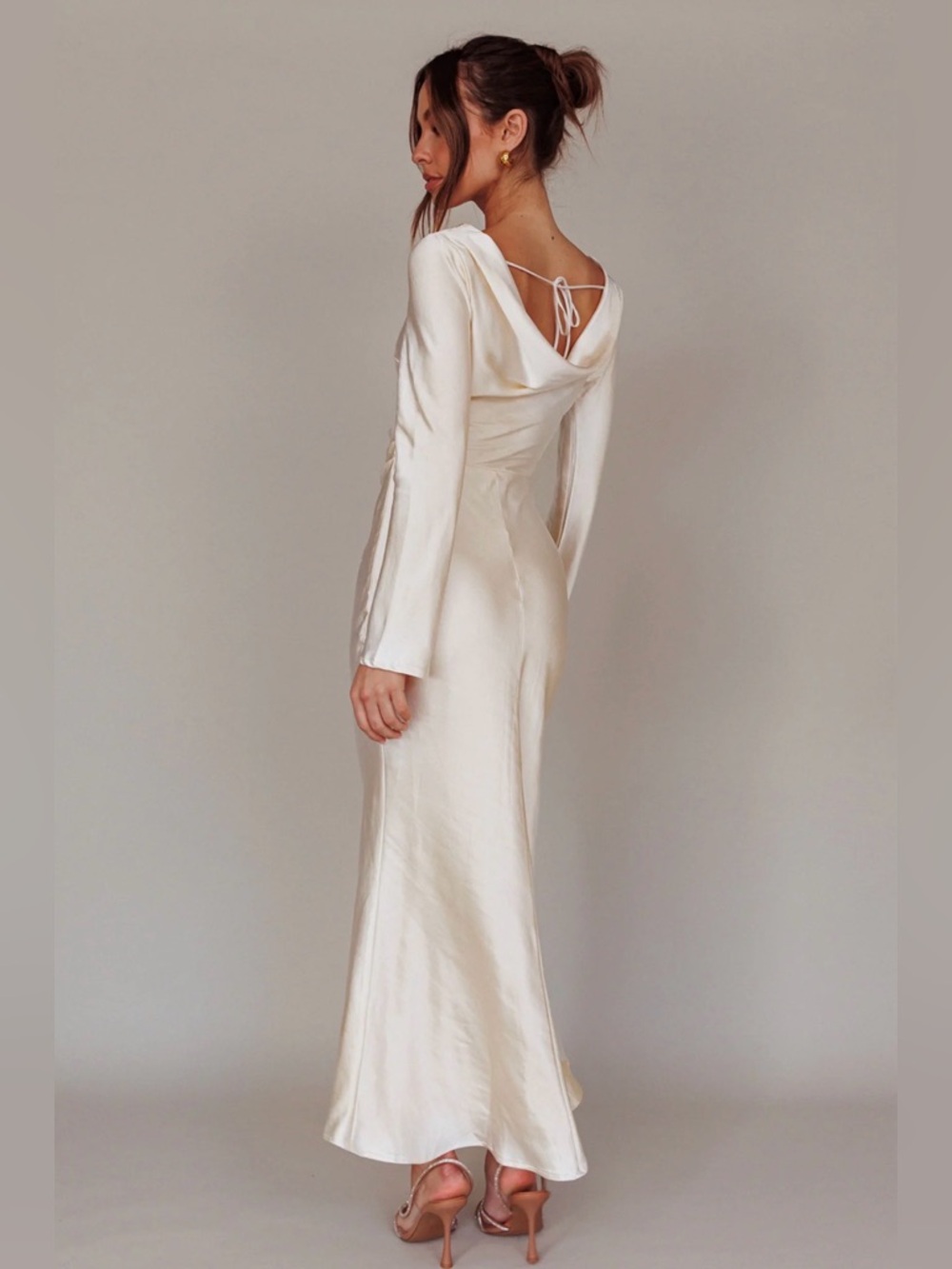 Loveland Cowl Back Midi Dress Oyster NWT - Picture 4 of 8